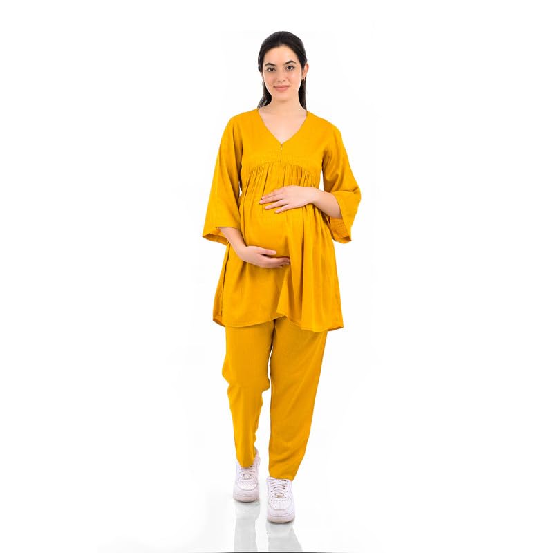 Mustard Feeding Co-ord Set with Bell Sleeves
