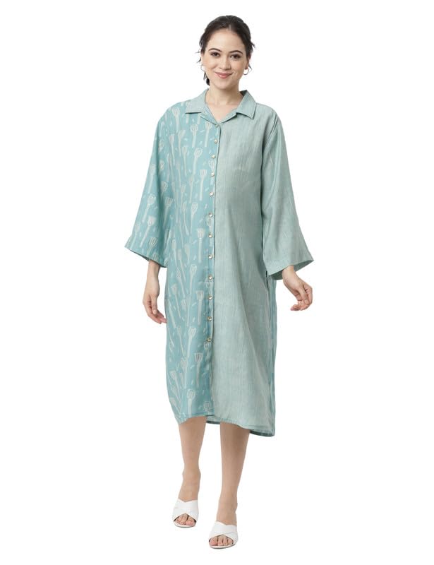 Chanderi Modal Half & Half Shirt Dress