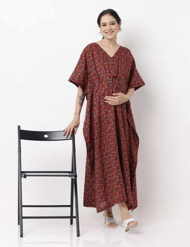 Ajrakh Print Maternity Kaftan